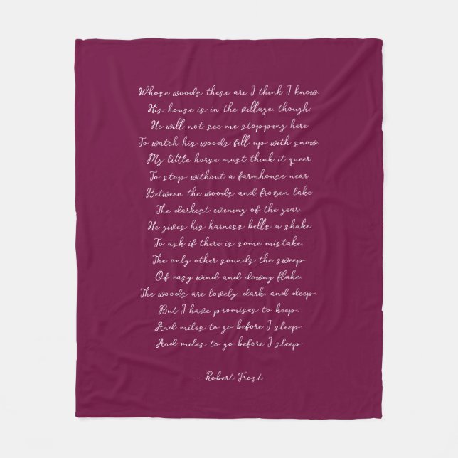 Cobertor De Velo Burgundy Custom Poem Song Lyric Quote  (Frente)