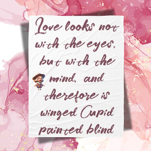 Cobertor De Velo Burgundy sobre White Shakespeare Love não parece..