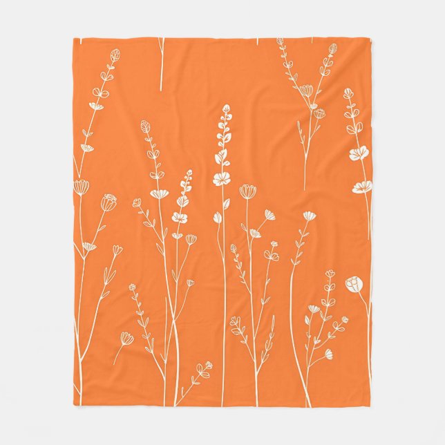 Cobertor De Velo Burnt Orange Wildflower Minimal Pattern (Frente)