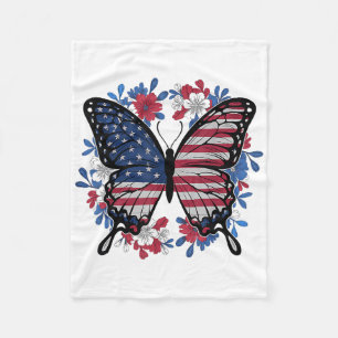Cobertor De Velo Butterfly American Flag Patriótico Usa 4 De Julho