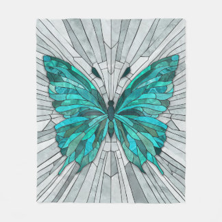 Cobertor De Velo Butterfly Mosaic - Emerald Green e Cinzas