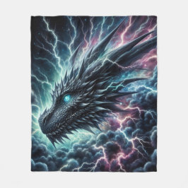 Cobertor De Velo Cabeça de Dragão em uma tempestade com raios
