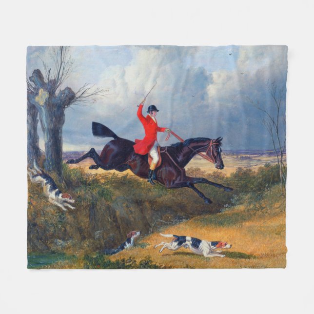 Cobertor De Velo Caça à raposa limpando uma vala 1839 Cão (Frente (Horizontal))