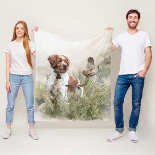 Cobertor De Velo Caça com um cão Brittany, Art