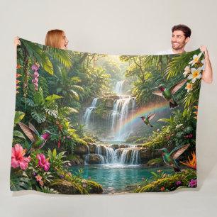 Cobertor De Velo Cachoeiras Arco-íris Beija-flores Esconderijo Trop