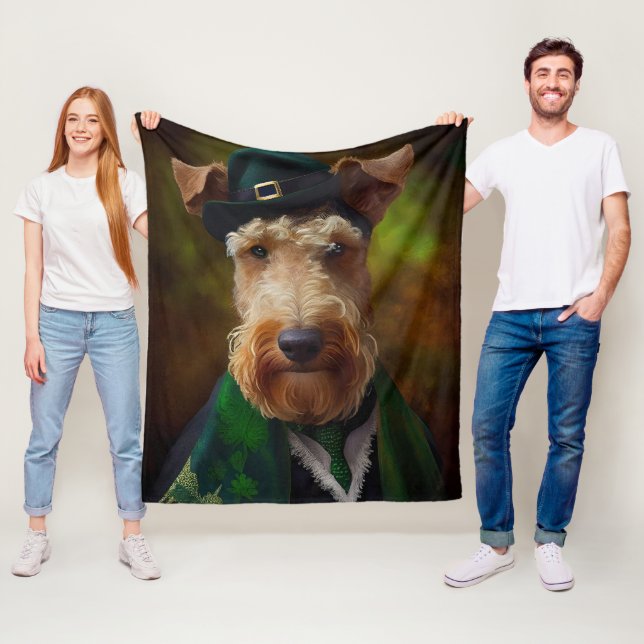 Cobertor De Velo cachorro airedale no dia de São Patrício (In Situ)