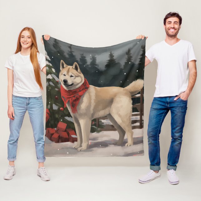 Cobertor De Velo Cachorro Akita na Neve Natal (In Situ)