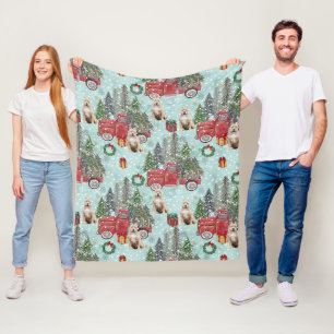 Cobertor De Velo Cachorro americano Red Christmas Truck Festivo