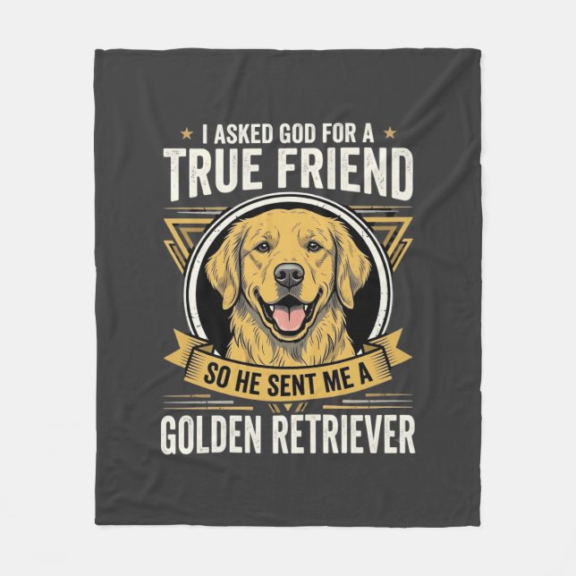 Cobertor De Velo Cachorro Amigo Verdadeiro Retriever Dourado (Frente)