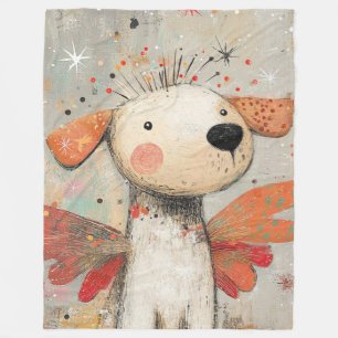 Cobertor De Velo Cachorro Anjo Celestial Sob Céu Estrelado