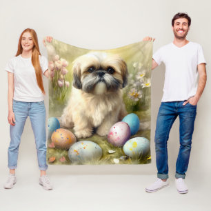 Cobertor De Velo Cachorro Apso Lhasa com Feriado de Ovos de Páscoa