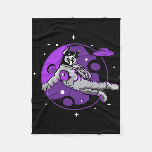 Cobertor De Velo Cachorro Astronauta Voando No Espaço (Frente)