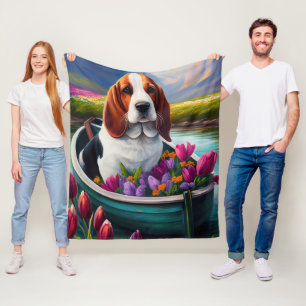 Cobertor De Velo Cachorro Basset Hound em uma Canoa: Uma Aventura C