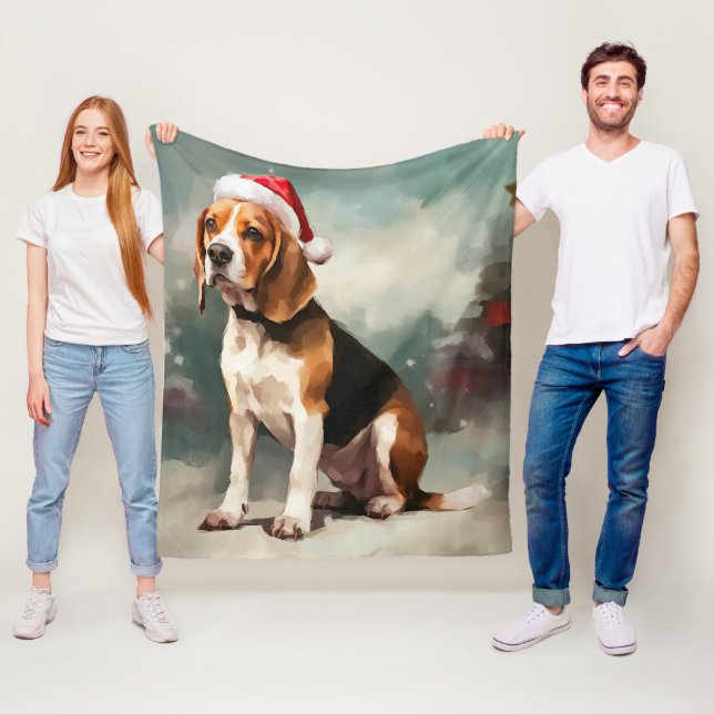 Cobertor De Velo Cachorro Beagle na Neve Natal  (In Situ)
