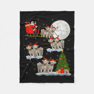 Cobertor De Velo Cachorro Bichon Frise Papai Noel Trenó Voador Dive