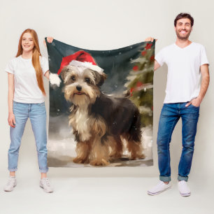 Cobertor De Velo Cachorro Biewer Terrier na Neve Natal