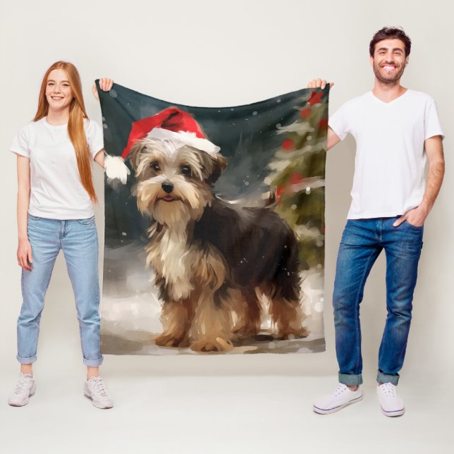 Cobertor De Velo Cachorro Biewer Terrier na Neve Natal (In Situ)