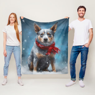 Cobertor De Velo Cachorro Blue Heeler na Neve Natal 