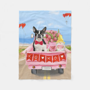 Cobertor De Velo Cachorro Boston Terrier Caminhão Dia dos Namorados