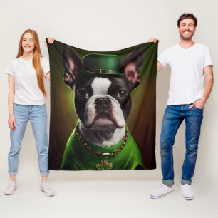 Cobertor De Velo Cachorro Boston Terrier vestido para o Dia de São 