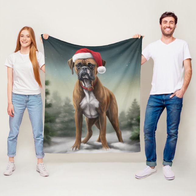 Cobertor De Velo Cachorro Boxer na neve de Natal  (In Situ)