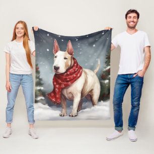 Cobertor De Velo Cachorro Bull Terrier na Neve Natal