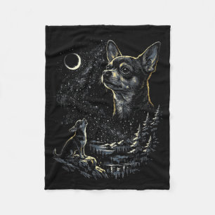 Cobertor De Velo Cachorro Chihuahua Uivando Lua Vintage 90s Engraça