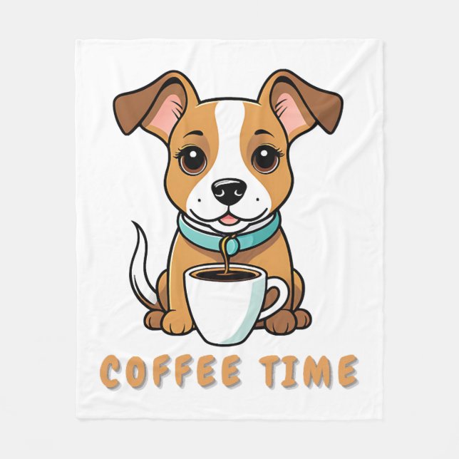 Cobertor De Velo cachorro com café (Frente)