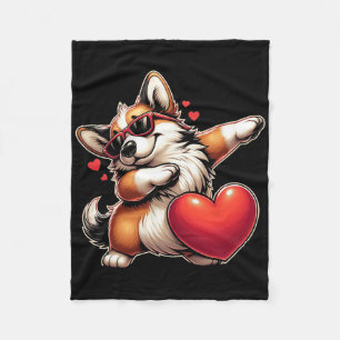 Cobertor De Velo Cachorro Corgi Engraçado Legal Dabbing Coração Dia