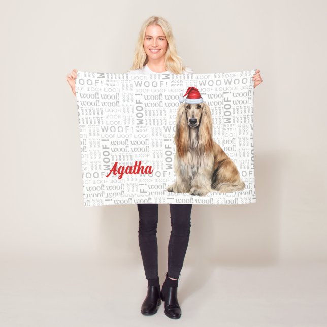Cobertor De Velo Cachorro Cute Afghan Hound com o Nome Natal Feriad (In Situ)