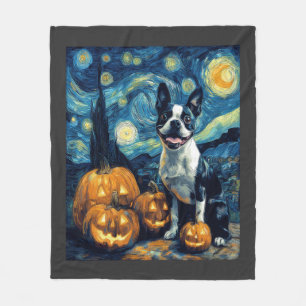 Cobertor De Velo Cachorro Cute Boston Terrier Halloween Jack O Lant