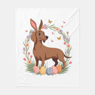 Cobertor De Velo Cachorro Dachshund Coelho da Páscoa Vintage com Ov