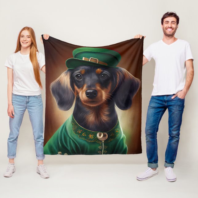 Cobertor De Velo Cachorro Dachshund Fantasiado para o Dia de São Pa (In Situ)