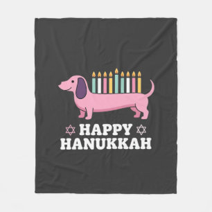 Cobertor De Velo Cachorro Dachshund Feliz Hanukkah