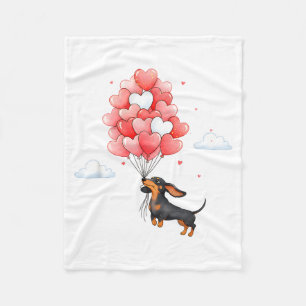Cobertor De Velo Cachorro Dachshund Fofinho Coração de Balão Dia do