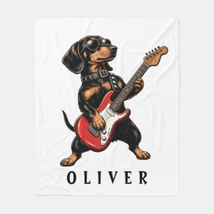 Cobertor De Velo Cachorro Dachshund Rocker Legal Tocando Guitarra E