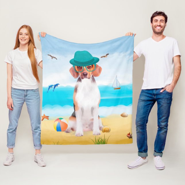 Cobertor De Velo Cachorro De Beagle Na Praia (In Situ)