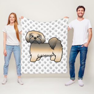 Cobertor De Velo Cachorro de Cartoon Dourado Lhasa Apso