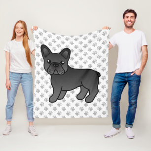 Cobertor De Velo Cachorro de Cartoons Negro-Buldogue