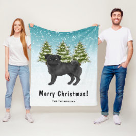 Cobertor De Velo Cachorro de desenho animado fofo Pug preto Florest