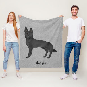 Cobertor De Velo Cachorro de desenho de German shepherd preto com t