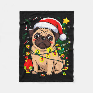 Cobertor De Velo Cachorro de Natal Papai Noel Pug Cachorrinho Natal