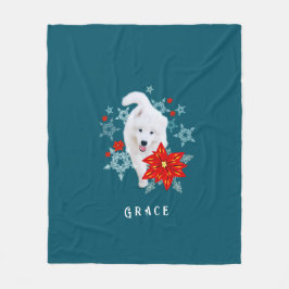 Cobertor De Velo Cachorro de Natal Samoyed personalizado