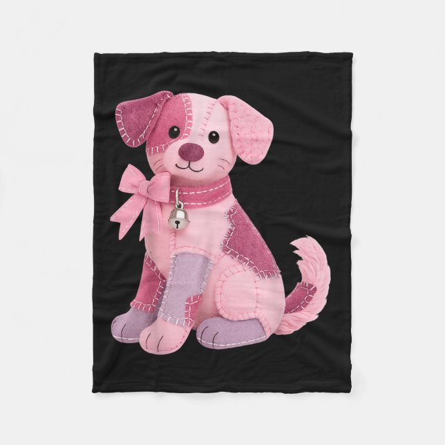 Cobertor De Velo Cachorro de Patchwork Fita Rosa Conscientização do (Frente)