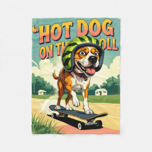 Cobertor De Velo Cachorro de Skate Verão Divertido Retro Praia