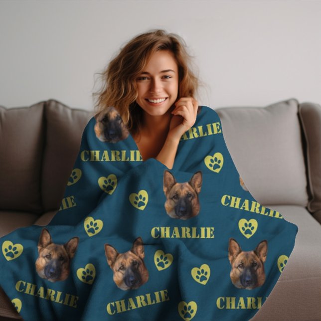 Cobertor De Velo Cachorro do german shepherd, foto personalizada e  (Criador carregado)