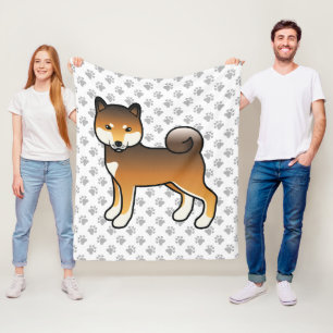 Cobertor De Velo Cachorro E Patas De Sésamo Vermelho Shiba Inu