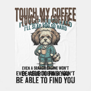 Cobertor De Velo Cachorro Engraçado Café Aviso Design de Gravura Vi