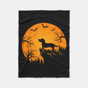 Cobertor De Velo Cachorro Engraçado Na Lua Dachshund E Hallowe