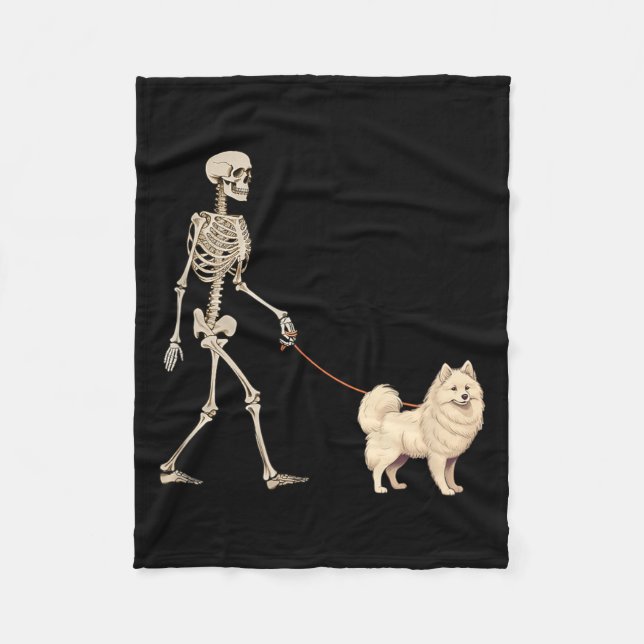Cobertor De Velo Cachorro esqueleto engraçado do cão esquimó americ (Frente)